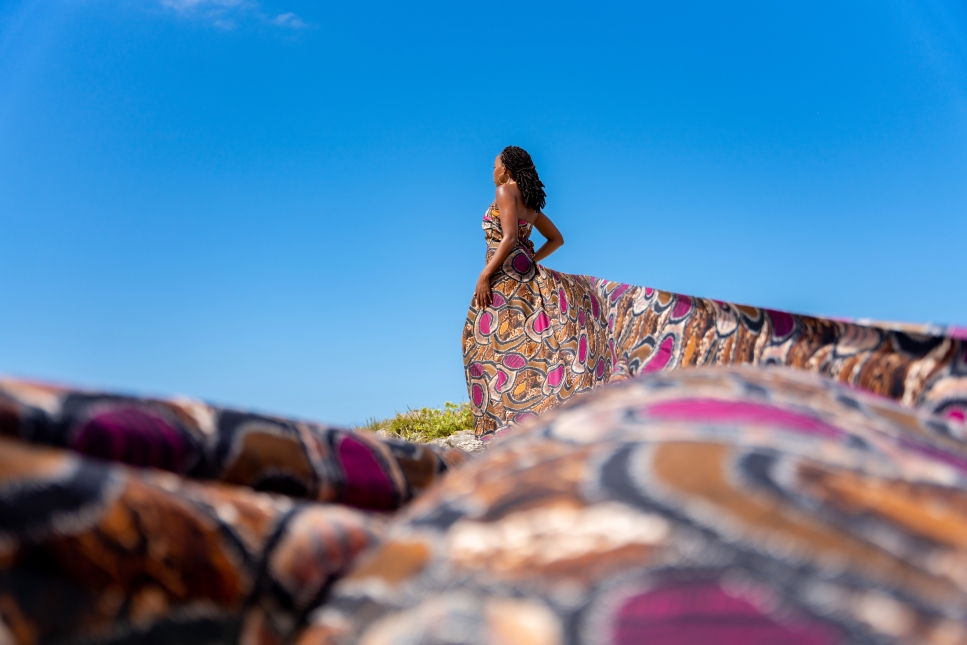 Mildred, 12 feet of fabric, and the Bright Blue Sea